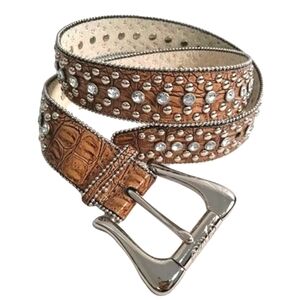 GUESS Croc Rhinestone Studded Beaded Belt NWT